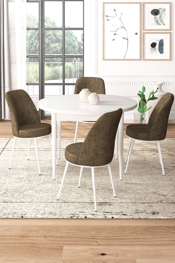 Dining Table & Chairs Set (5 Pieces) Tor - White, Brown