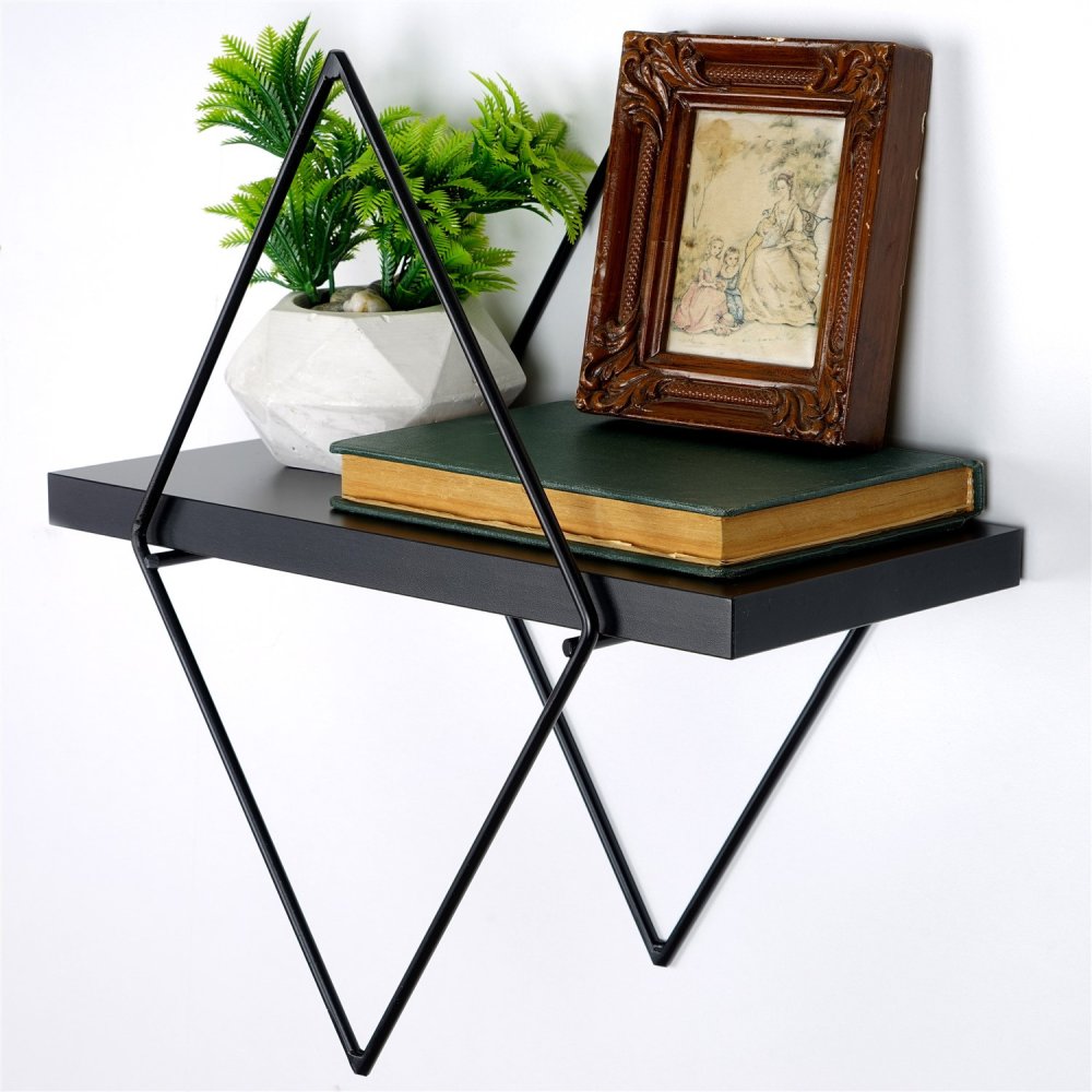 Dekoratívna kovová nástenná polica Wr058