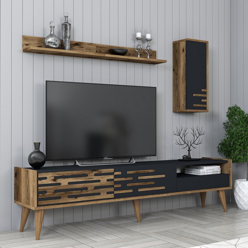 TV skrinka / Obývacia stena Valensiya - Walnut, Anthracite
