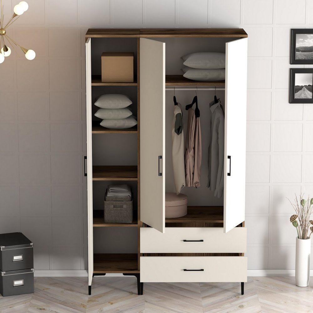 Šatní skříň Kumsal ST - Walnut, Cream (obrázek 6)