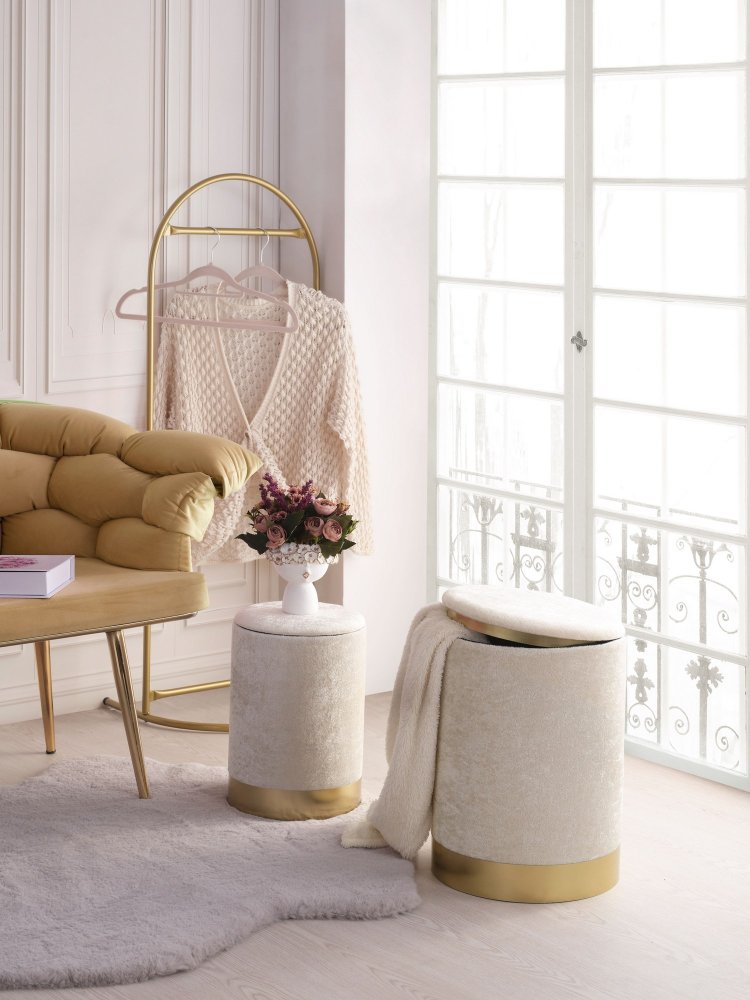 Chest Pouffe Set (2 Pieces) Comfort - Cream