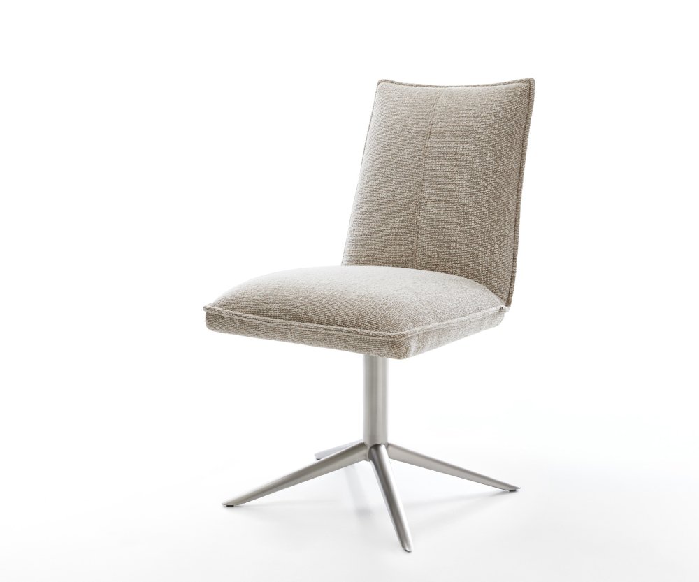 Jedálenská stolička Lelio-Flex tkanina mäkká béžová kovová podstava