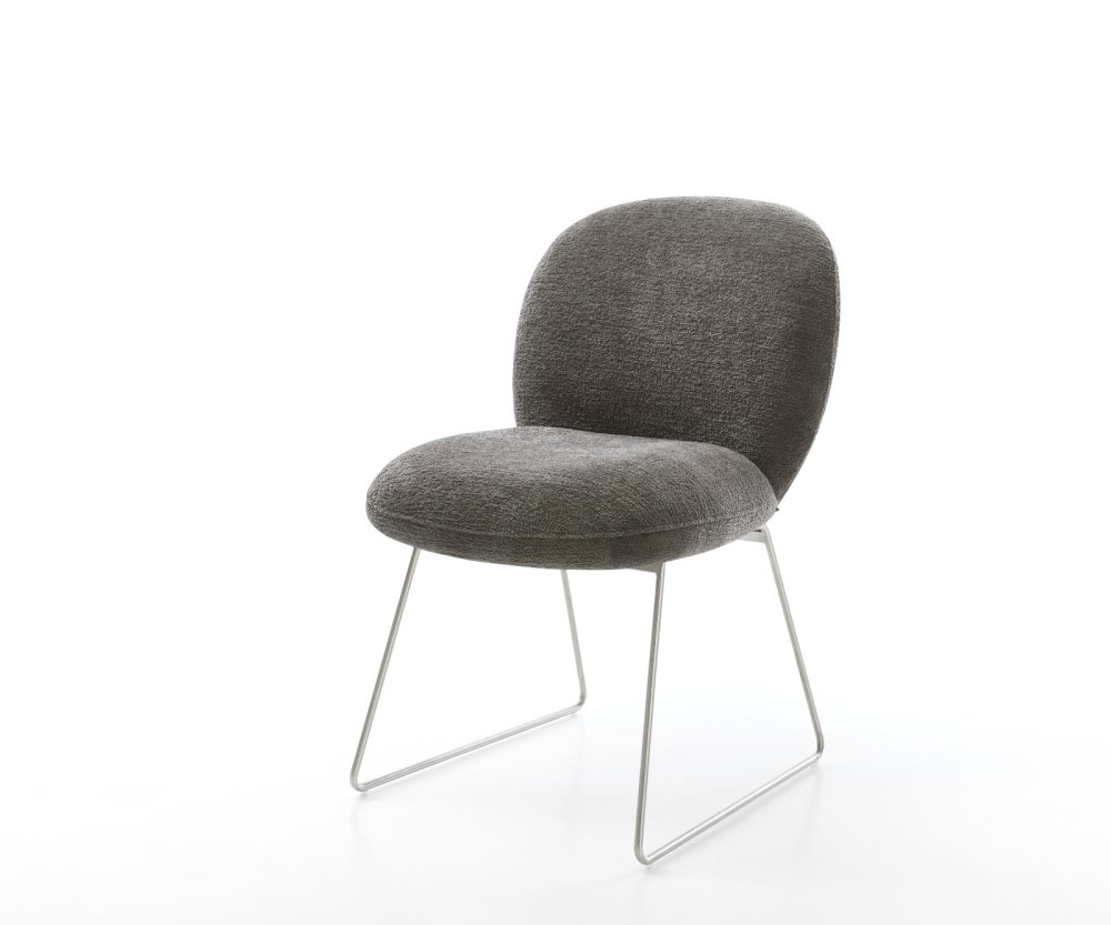 Jedálenská stolička Nube-Flex bouclé mäkký tmavobéžová tenká podstava