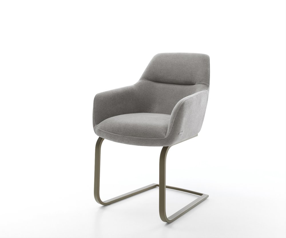 Konzolová jedálenská stolička Pejo-Flex štruktúrovaná látka mäkká sivá