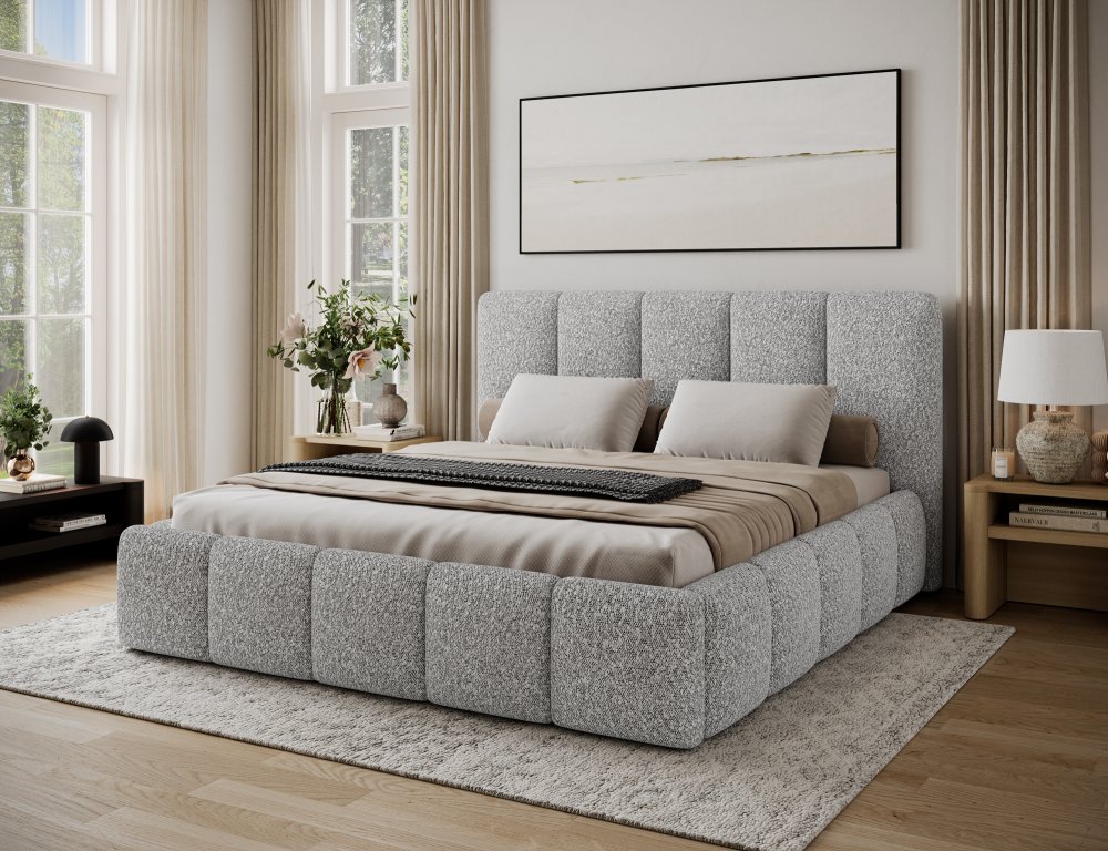 Postel Edvige + Dřevěný rám + Standardní zdvih + kontejner 180x200