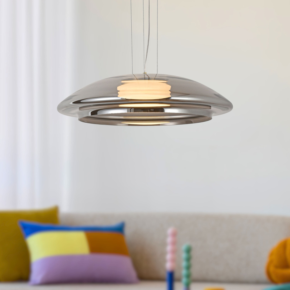 Levně Lampa wisząca Ombre 34 szklana nad stół do salonu z kloszem dymionym