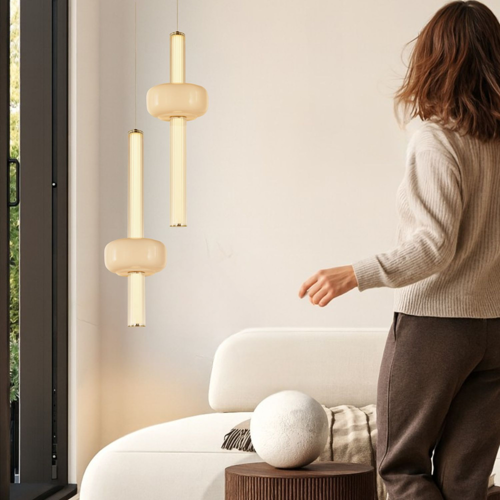PURAS G lampa wisząca 15W LED 3000K klosz bezbarwny+biały