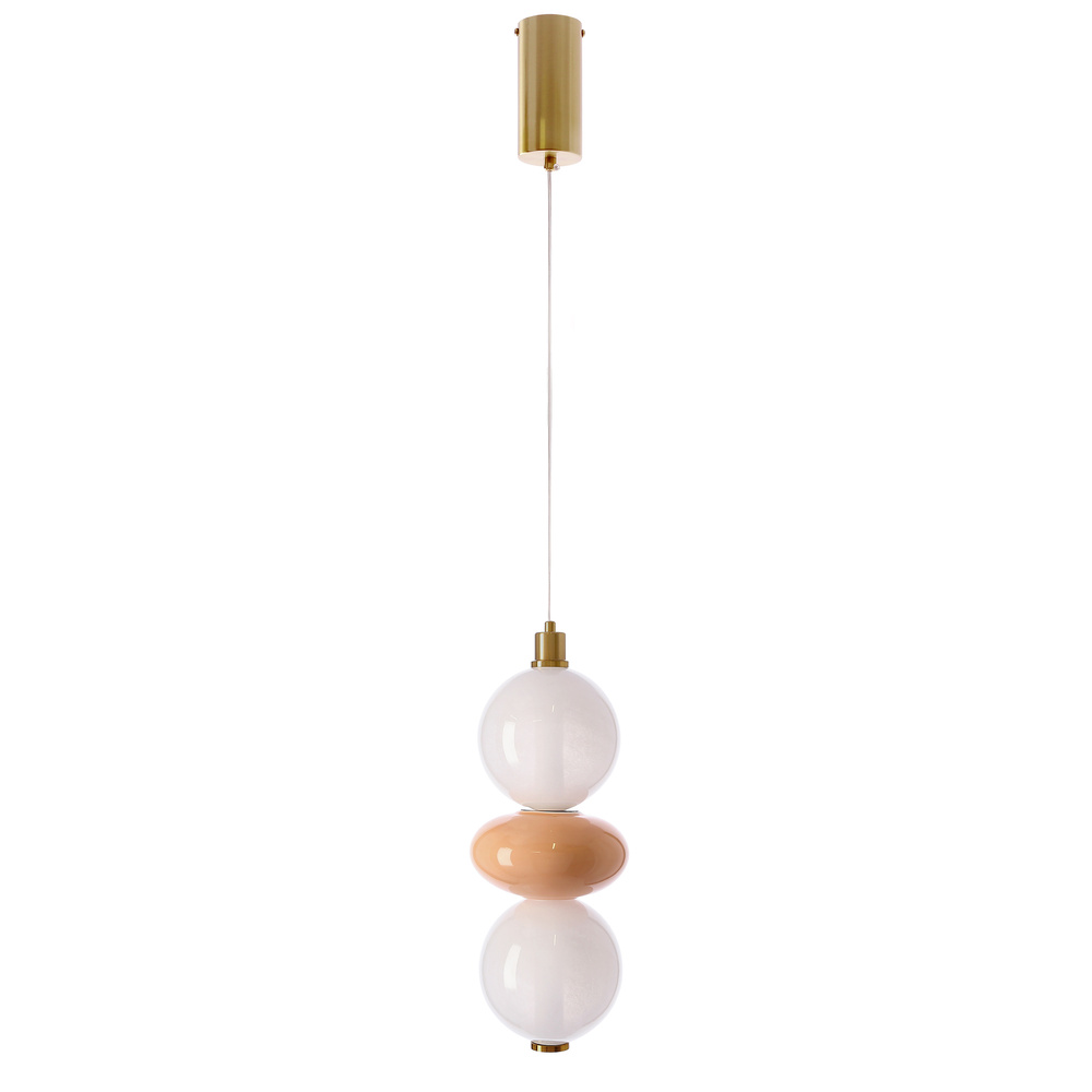 FLORES lampa wisząca mosiężny+brązowy 12W LED 3000K klosz biały