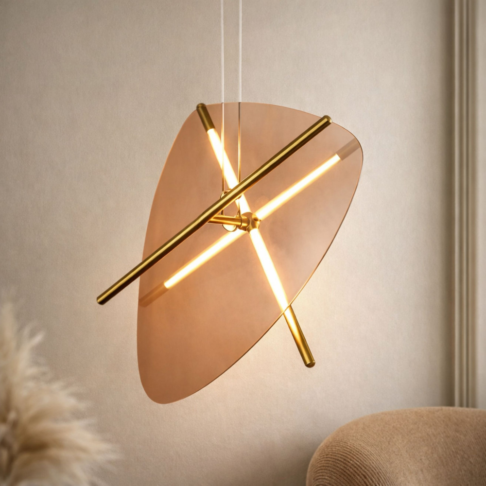 Levně RELAX lampa wiszaca mosiężny 15W LED 3000K klosz bursztynowy