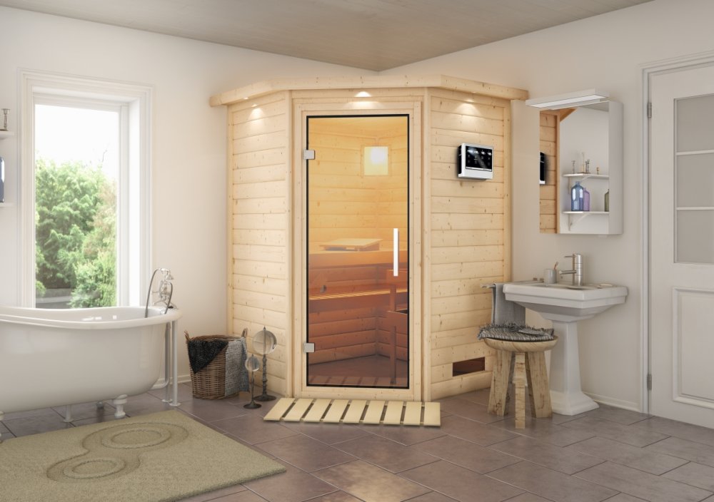 E-shop Interiérová fínska sauna 146 x 146 cm Dekorhome