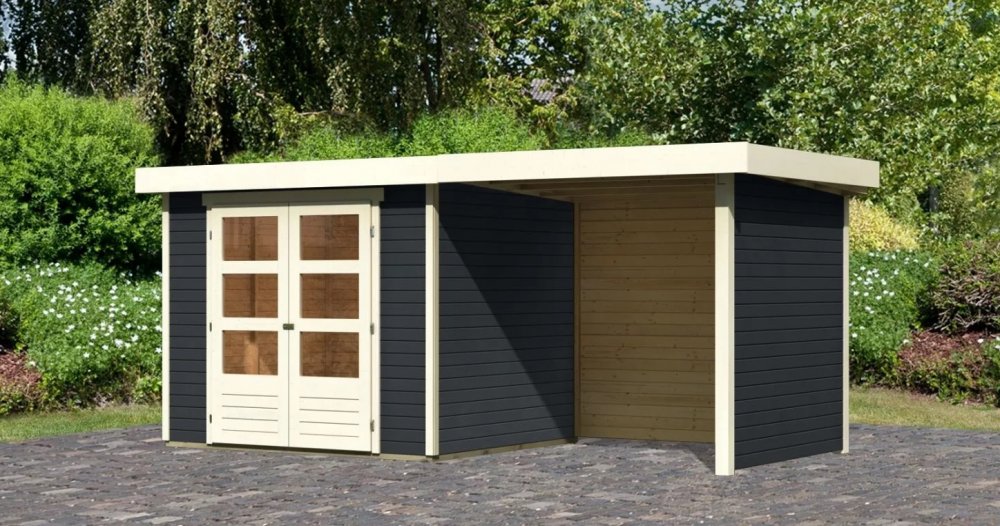 Drevený záhradný domček ASKOLA 3 s prístavkom 240 Lanitplast