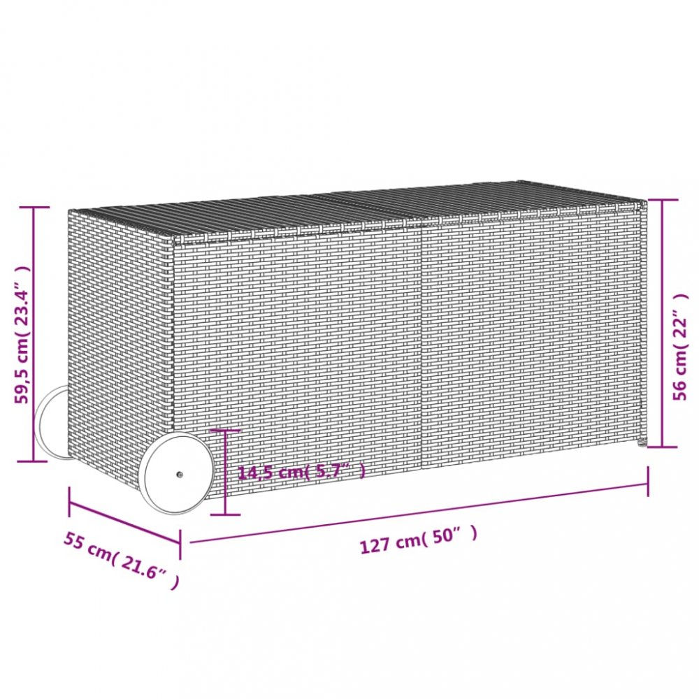 Zahradní úložný box s kolečky mix béžové 283 l polyratan