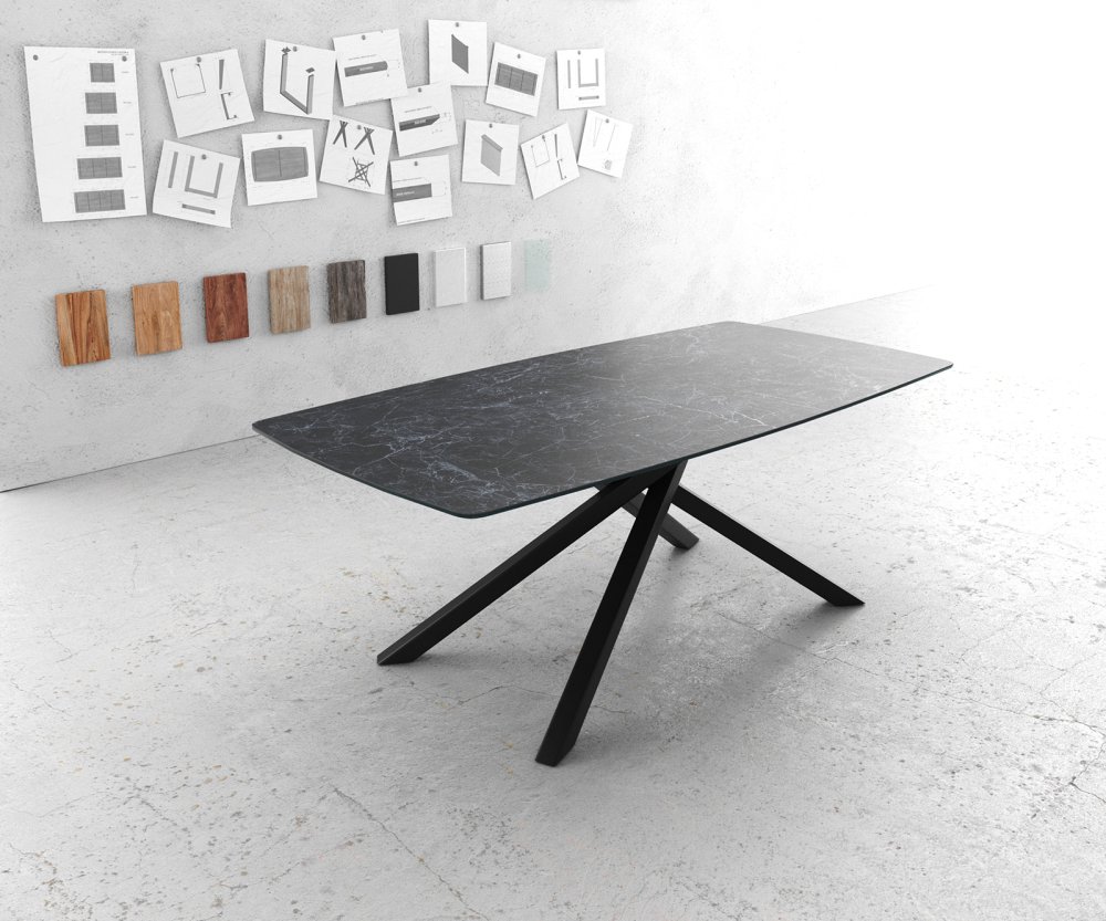 Jedálenský stôl Hrana zaoblená 200x100cm Laminam® keramická sivá