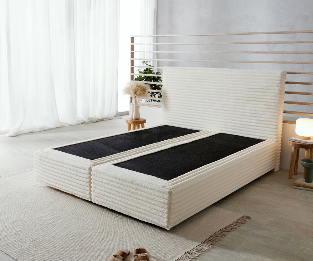 Boxspringová posteľ Dream-Well 160x200 cm plyšový manšestr s matracom