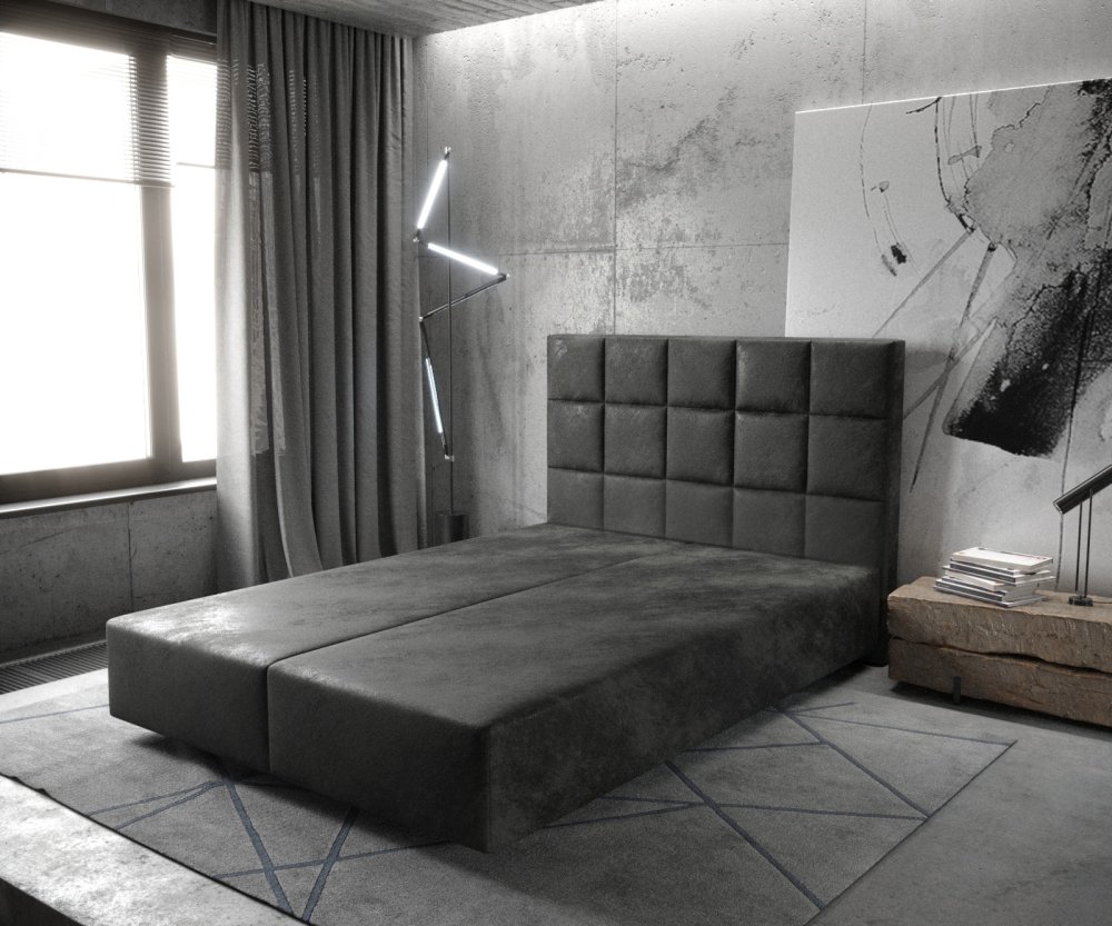 Boxspring posteľ Dream-Fine 160x200 cm mikrovlákno antracit vintage