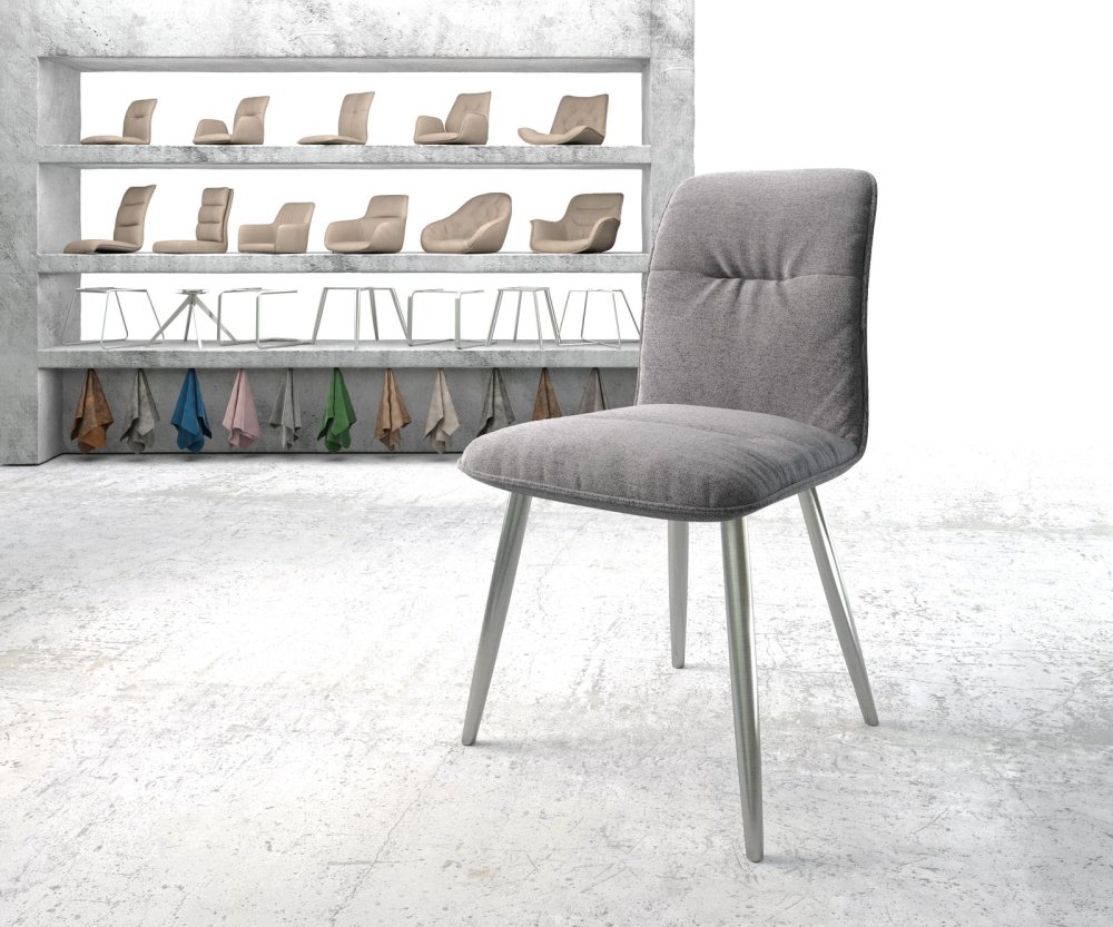 Jídelní židle Vinjo-Flex světle šedá strukturovaná tkanina