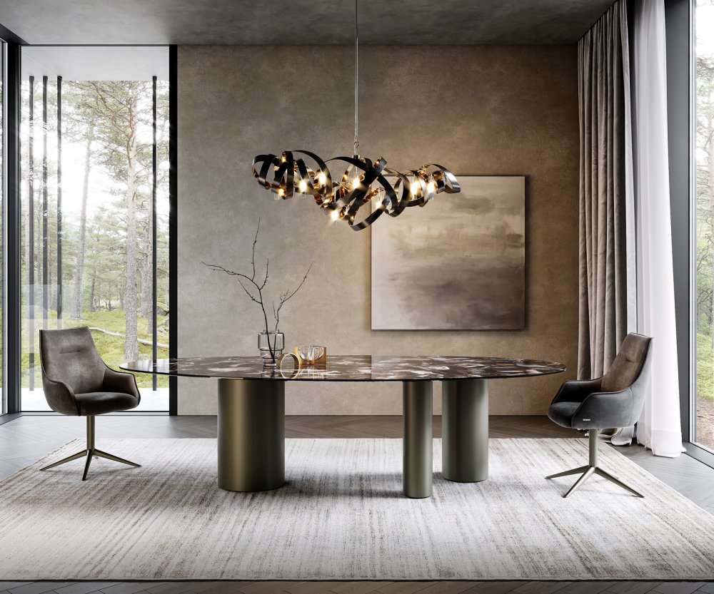 Jedálenský stôl Edge Oval 280x130 keramický Iris FMG Agatablack Troa
