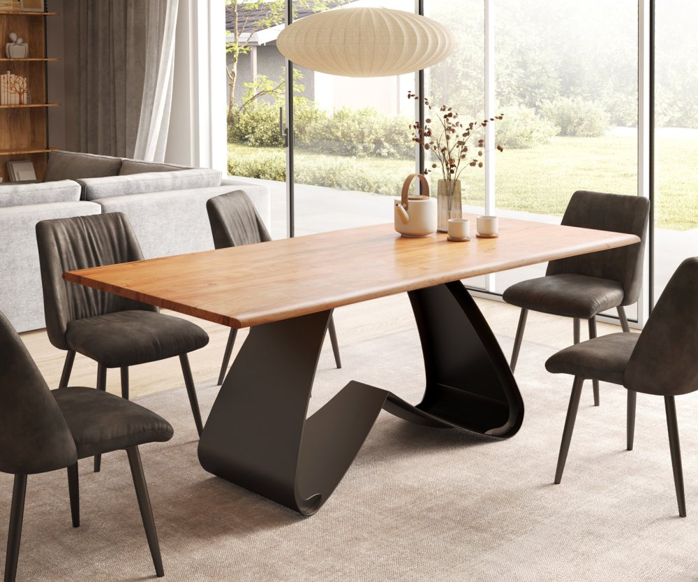 Jídelní stůl Edge 200x100 přírodní akácie podnož ve tvaru "W"