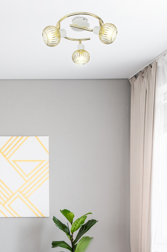 Špirálová stropná lampa 3X40W E14 biela/zlatá OSLO