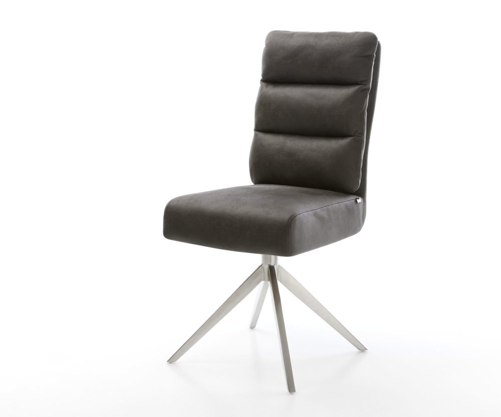 Mikrovlákno Pela-Flex antracitová vintage otočná stolička Krížový rám