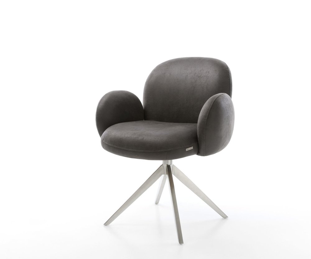 Mikrovlákno Nube-Flex antracitová vintage otočná stolička Krížový rám
