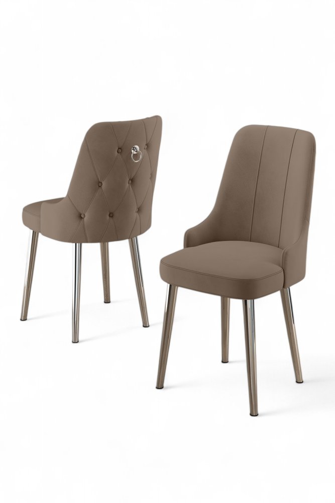 Súprava stoličiek (2 kusy) Newa - Cappuccino, Chrome