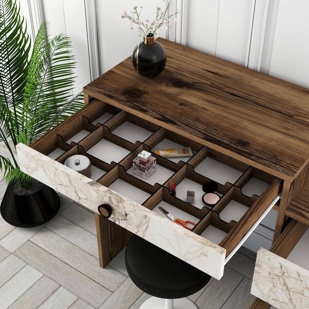 Toaletní stolek Lizbon 545 - Walnut, White (obrázek 4)