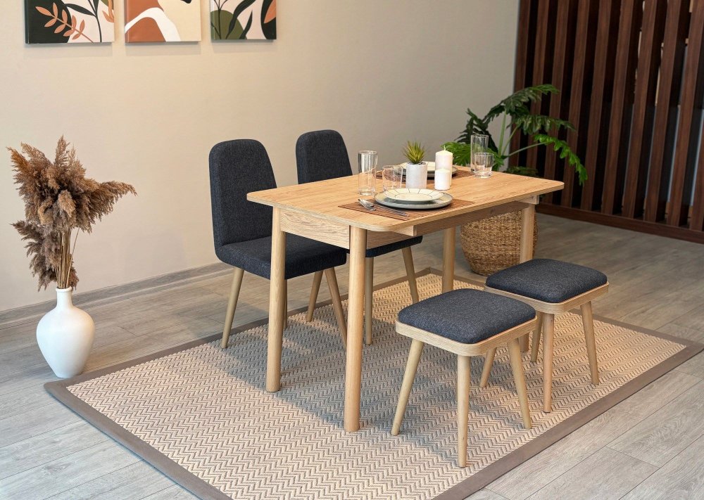 Jedálenský set s rozkladacím stolom a stoličkami (5 kusov) Vina Mini 02 1053 - Oak, Anthracite