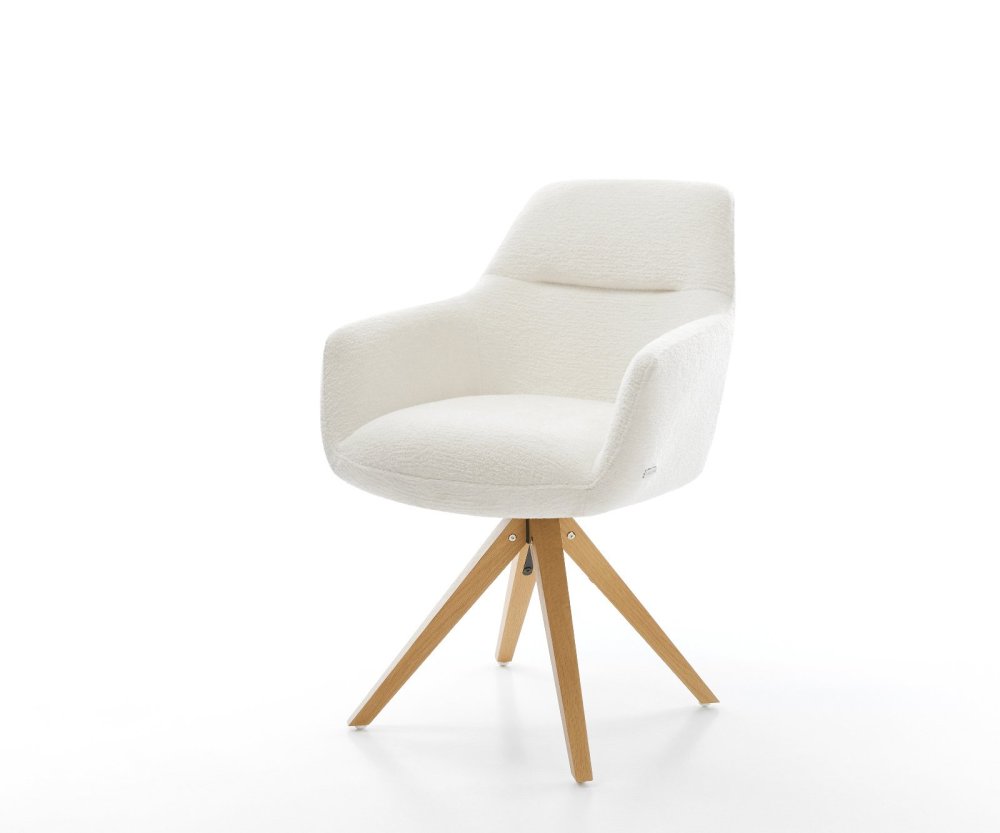 Jedálenská stolička Pejo-Flex bouclé mäkký béžová drevená podstava