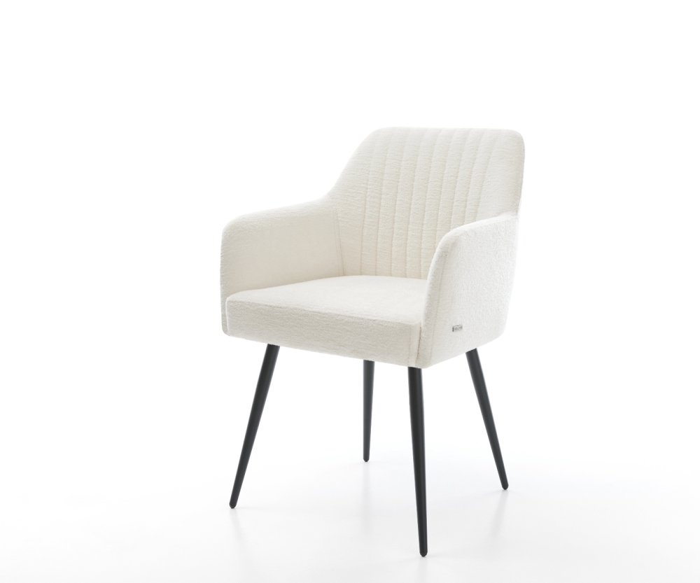 Jedálenská stolička Greg-Flex bouclé mäkký béžová 4-nohá zúžená čierna