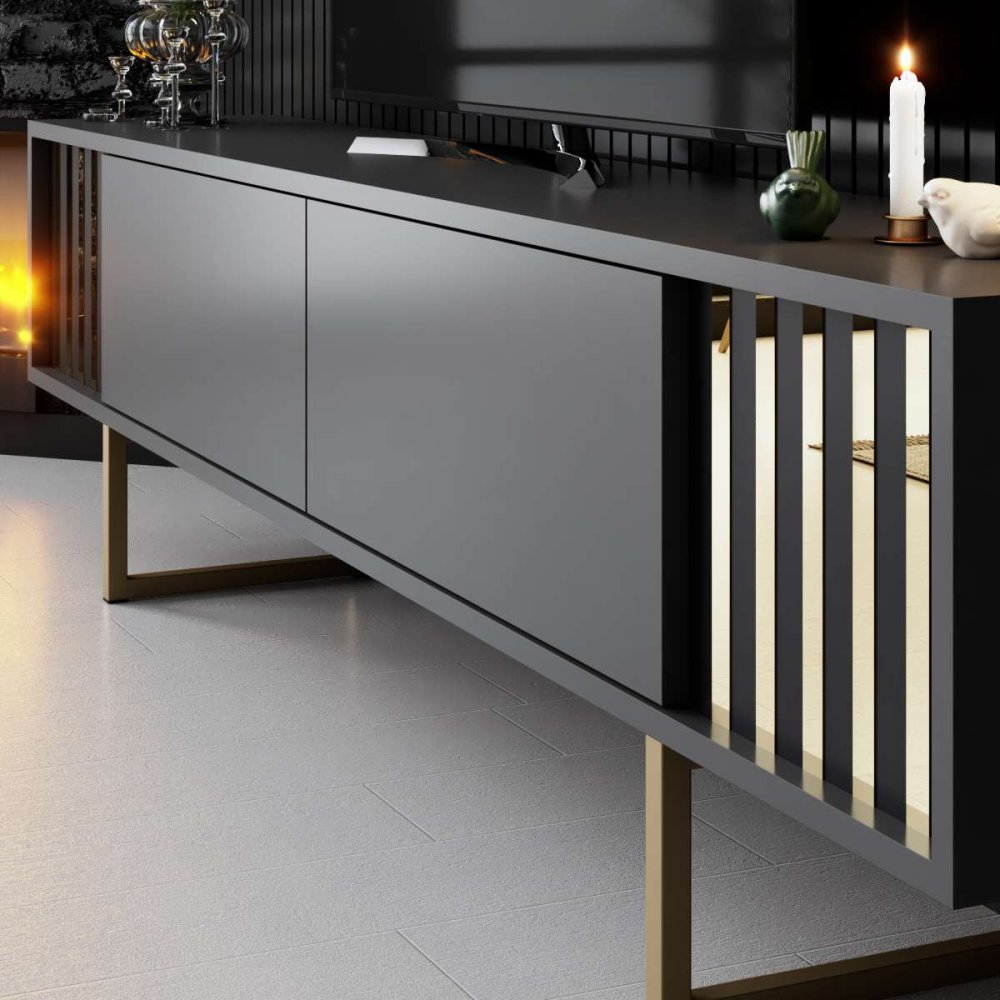 TV stolek Gold Line - Anthracite, Gold (obrázek 6)