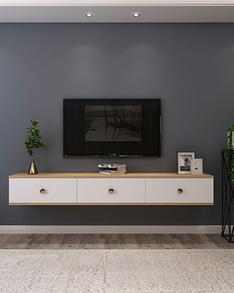 TV stolík Zuzu 180 - Sapphire Oak, White