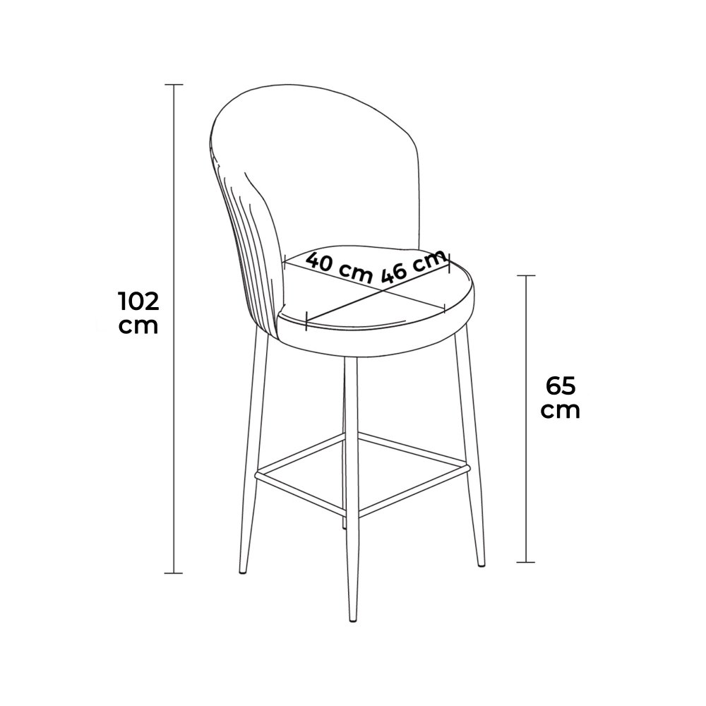 Bar Stool Set (2 Pieces) Alte - Cream, Black (obrázek 3)