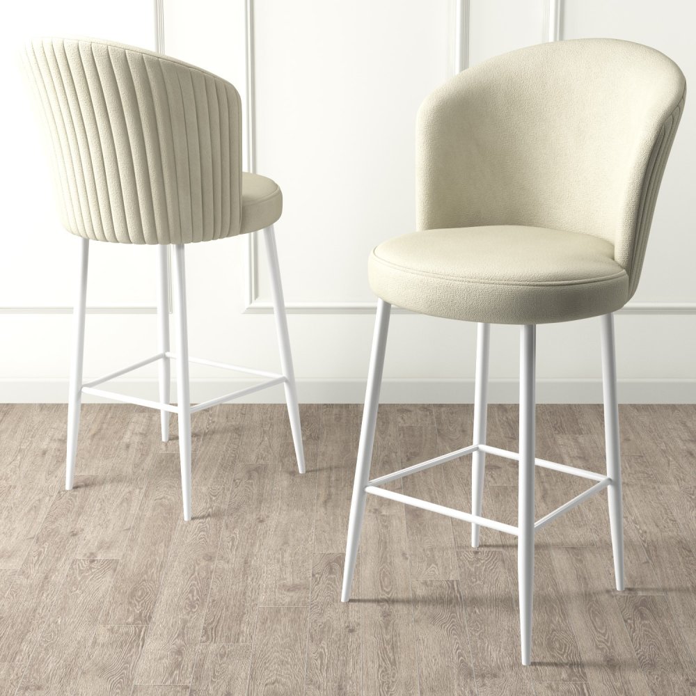 Bar Stool Set (2 Pieces) Fora - Cream, White