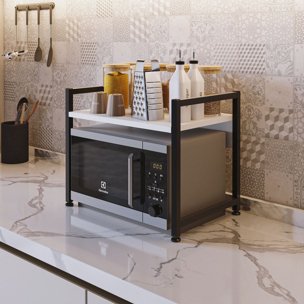 Kuchynská polica Malta - White, Black