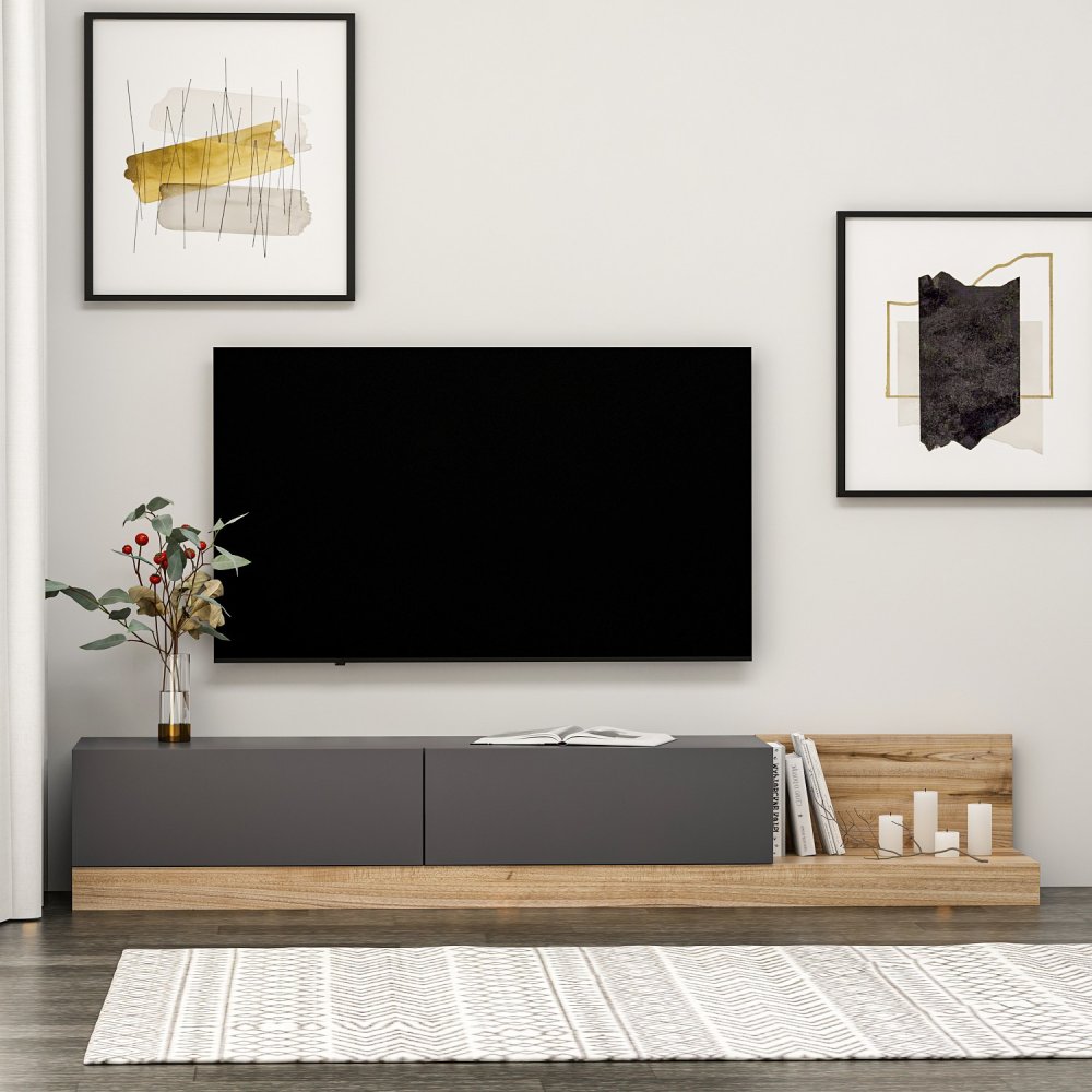 TV stolek Majör - Anthracite, Walnut (obrázek 7)