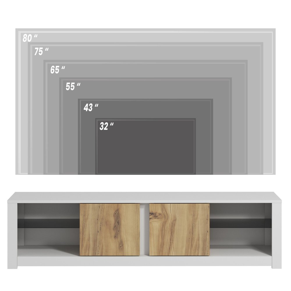 TV stolek Aydos - White, Oak (obrázek 4)