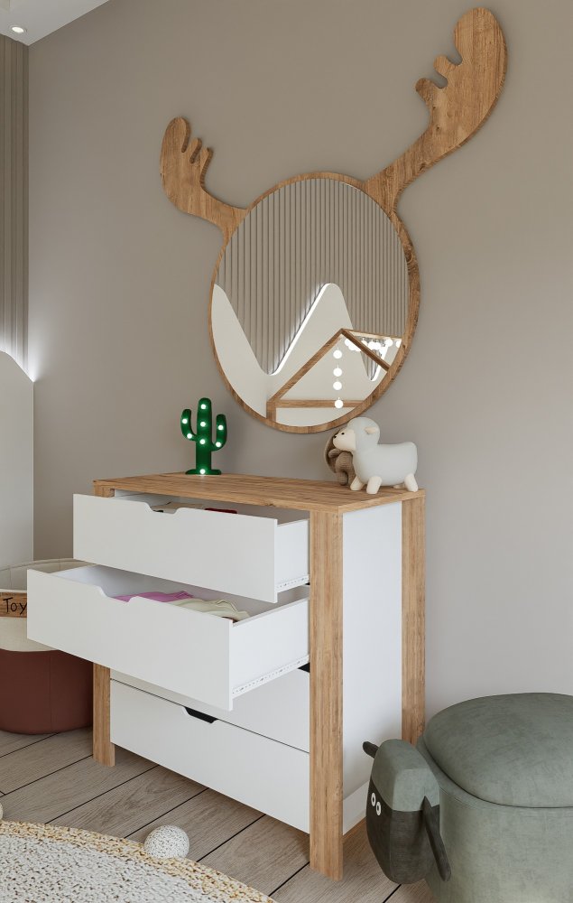 Komoda Nisan 1600-026 - White, Walnut (obrázek 7)