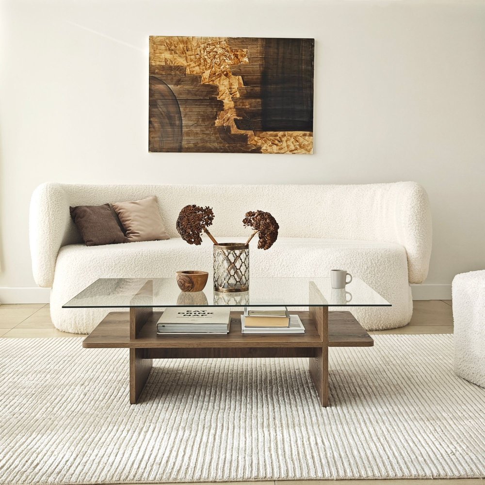 Konferenční stolek Saga Rectangle - Walnut, Transparent (obrázek 8)