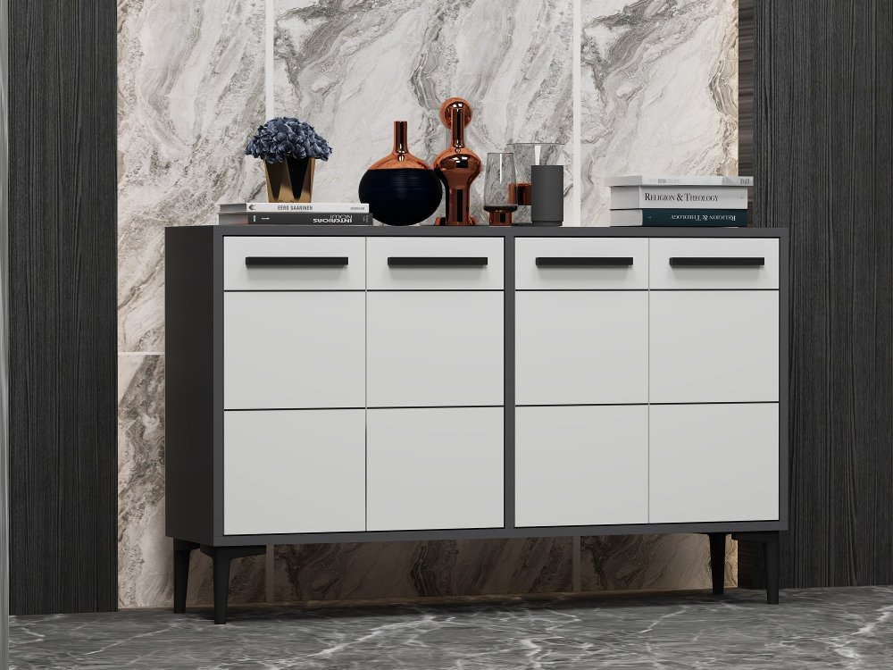 Konzolový stolík Stria - Anthracite, White