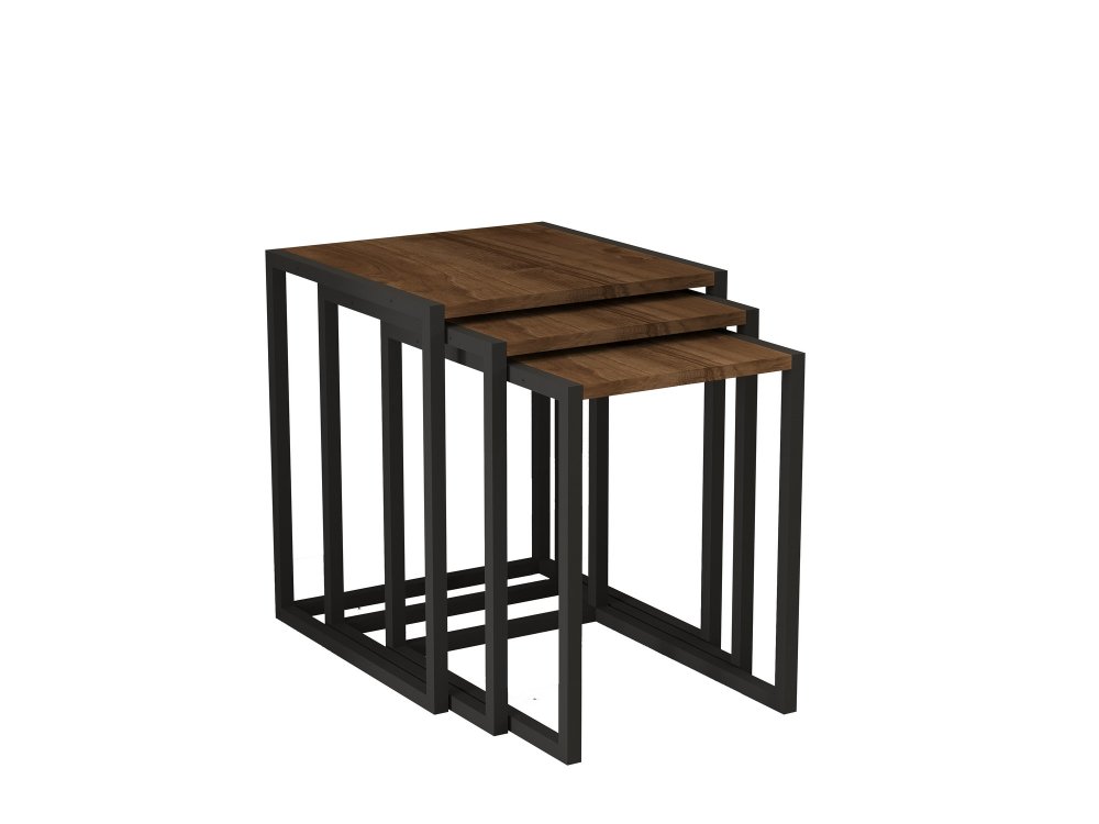 Sada odkladacích stolíkov (3 kusy) Tali - Black, Walnut