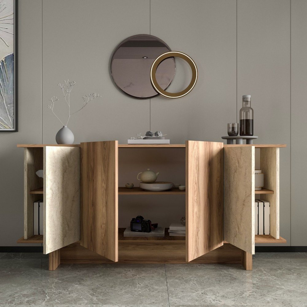 Konzolový stolek Diana - Travertine, Walnut (obrázek 6)