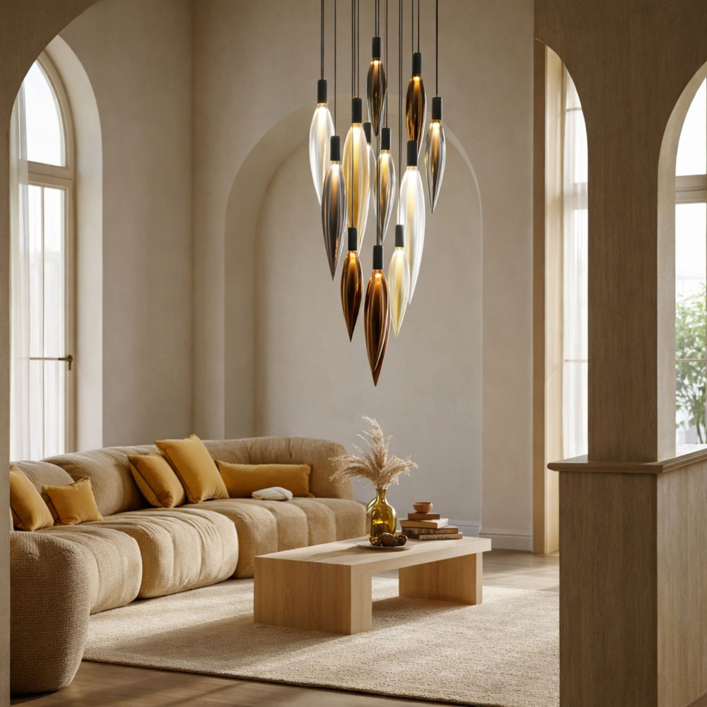 Lampa wisząca Nordic szklane tuby kolorowe do salonu