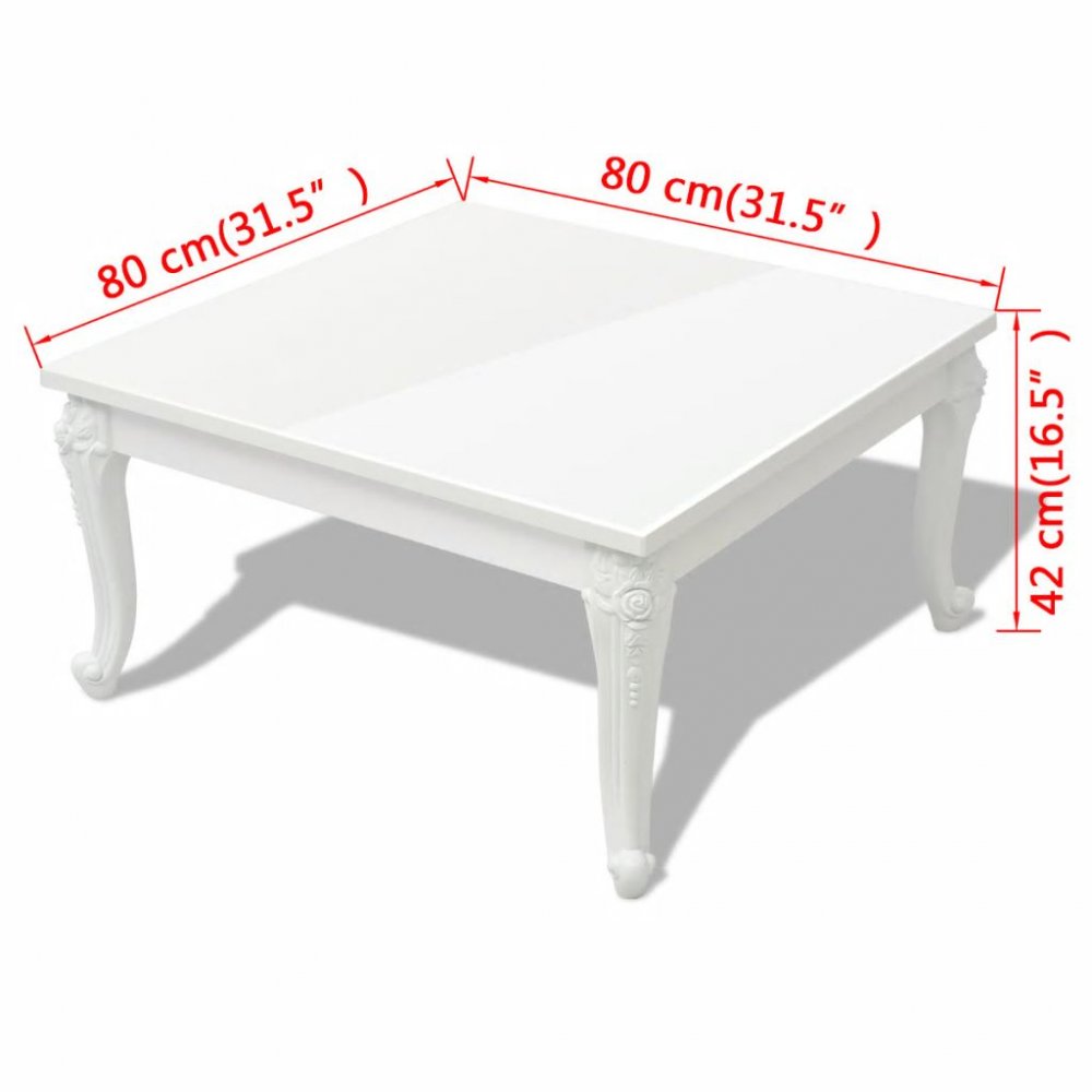 Konferenční stolek bílá vysoký lesk Dekorhome 80x80x42 cm