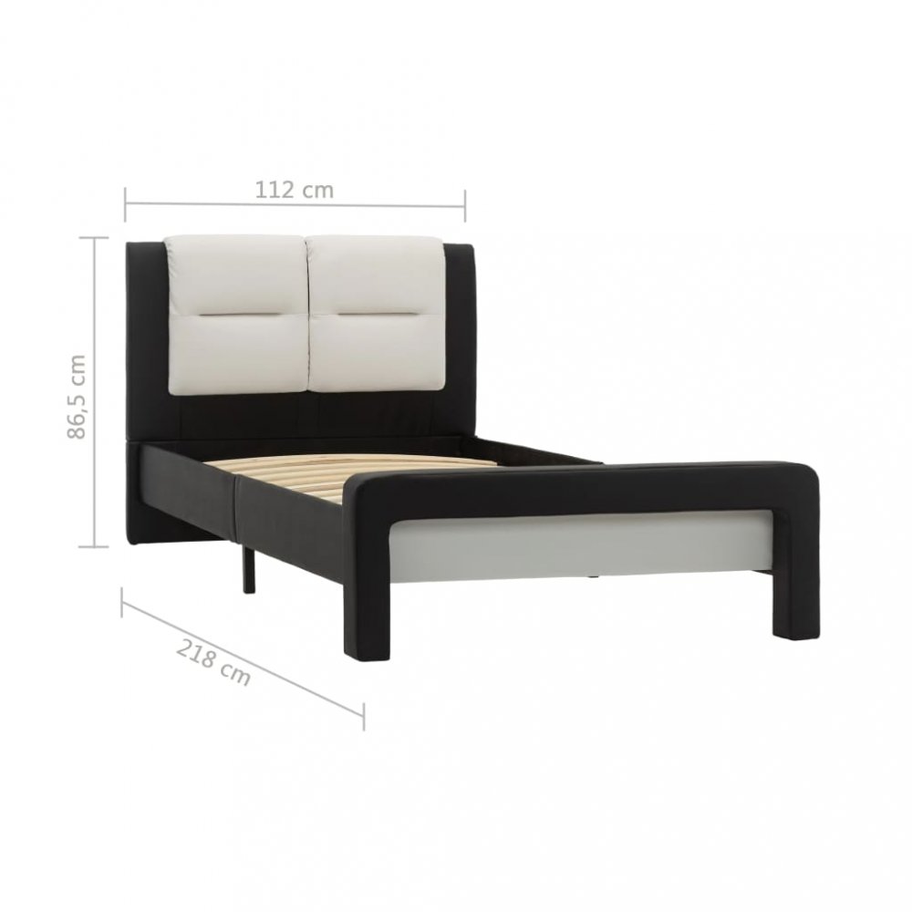 Postel umělá kůže černá / bílá Dekorhome 100 x 200 cm