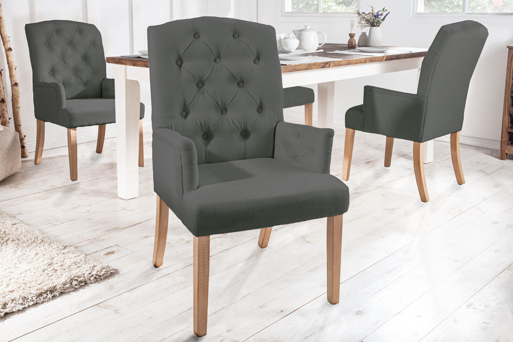 Chesterfield jídelní křeslo 2 ks FRIXON Dekorhome Tmavě šedá