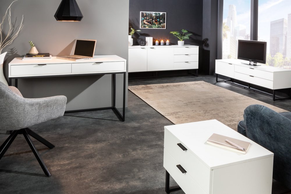 Psací stůl se šuplíky LITAI Dekorhome Bílá Obrázek