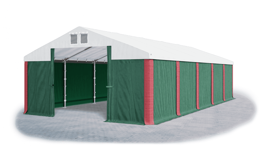 Garážový stan 6x10x2,5m střecha PVC 560g/m2 boky PVC 500g/m2 konstrukce ZIMA Zelená Bílá Červené,Gar