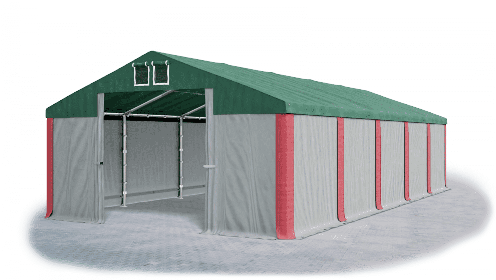 Garážový stan 6x8x2,5m střecha PVC 560g/m2 boky PVC 500g/m2 konstrukce ZIMA Šedá Zelená Červené,Gará