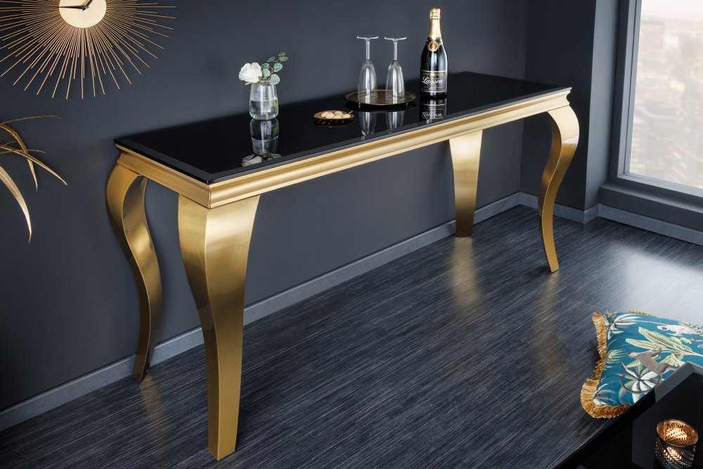 Konzolový stolek ZETHOS Dekorhome Černá / zlatá